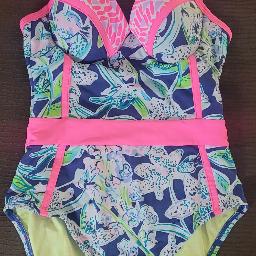 Lilly Pulitzer Palma One-Piece Deep Sea Navy Sway This Way Swim 2